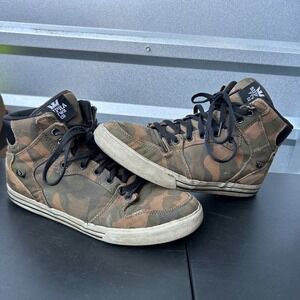 Y2K Supra Camouflage High Top Sneakers Mens Skate Shoes Lace Up US 11 Streetwear